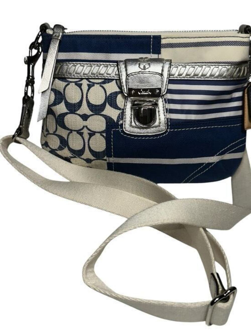 Coach Y2k Vintage Patchwork White Blue Indigo Denim C… - Gem